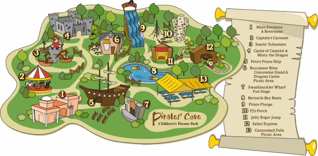 Pirates Cove Childrens Theme Park In Elk Grove Village Map